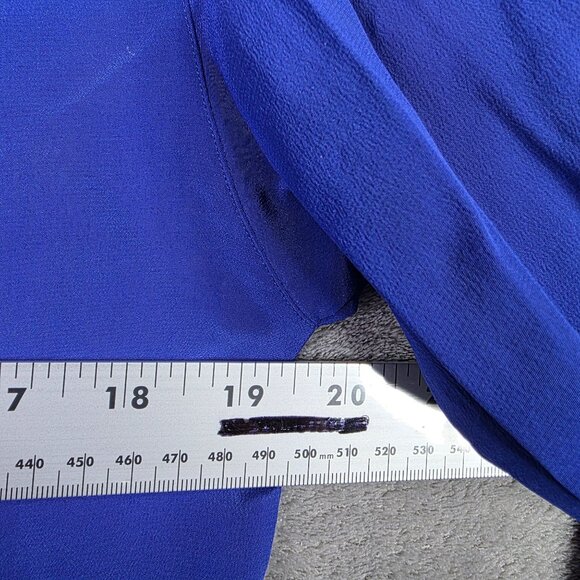 Womens Jones New York Blue 100% Silk Blouse 1/2 Button Up Long Sleeve Size 8 - Picture 5 of 7